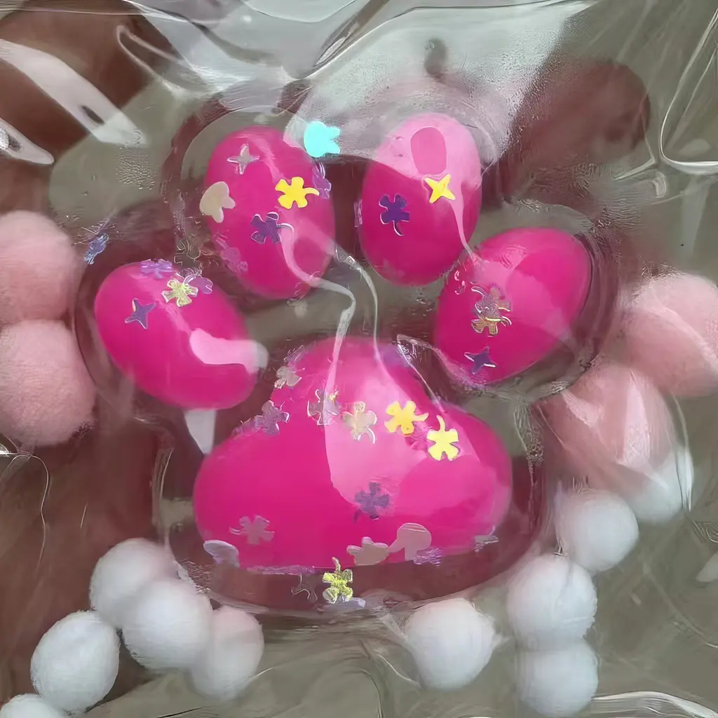 Сквіш антістрес UFT Squish Cat Paw кото лапка Transparent Magenta - фото 4