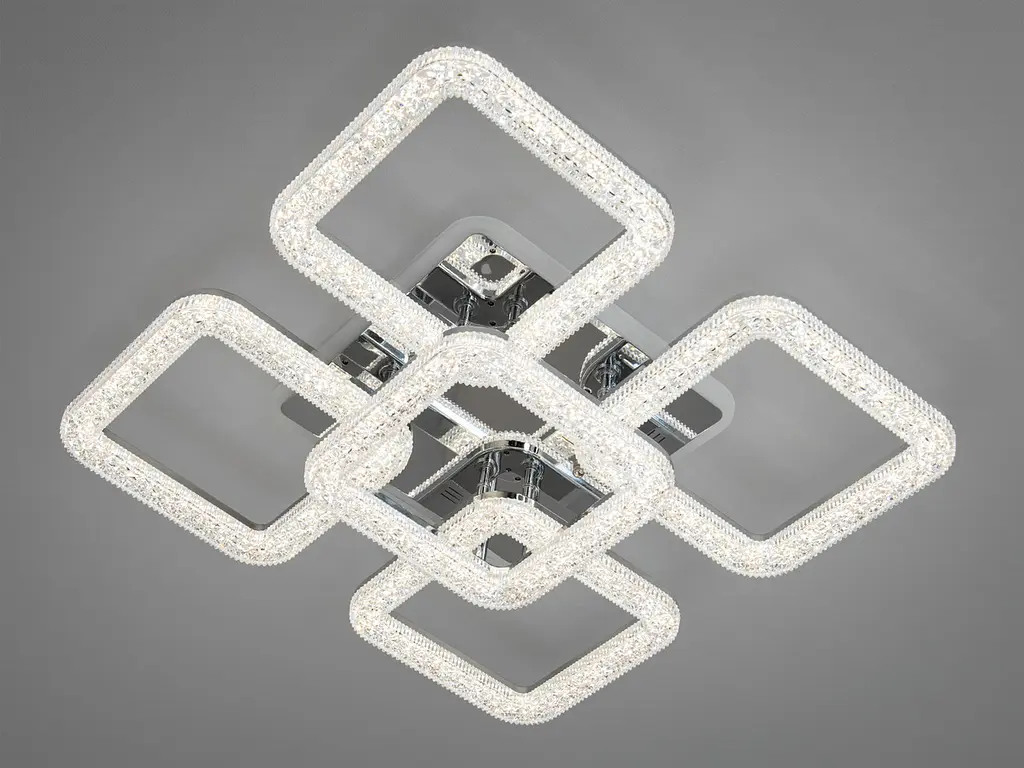 Люстра стельова LED Diasha 2205/4+1HR, 80W, 3200K-6500K, хром, сучасний стиль для дому - фото 3
