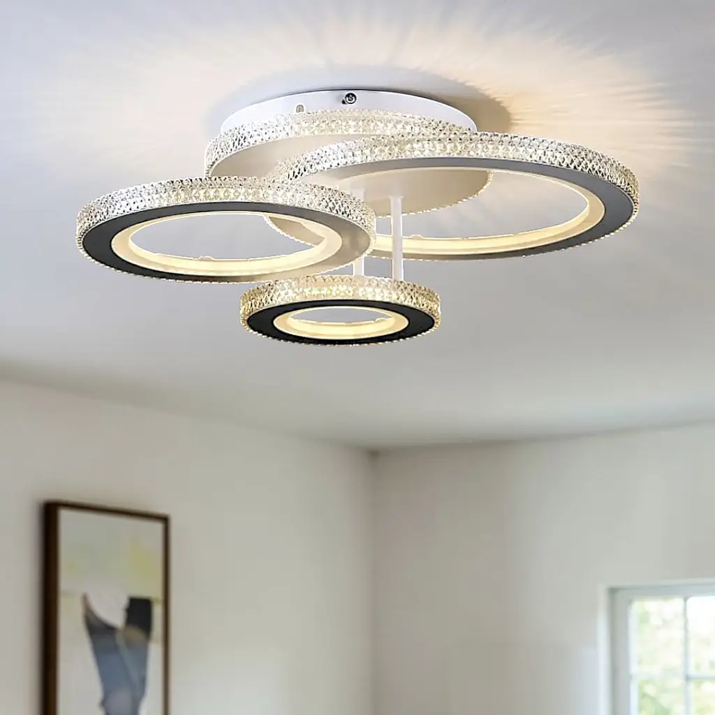 Витончена LED-люстра для спальні LT8012/1+1 LED (WT) - білий, 200 Вт, діаметр 47 см, від 10 до 18 м2 - фото 2