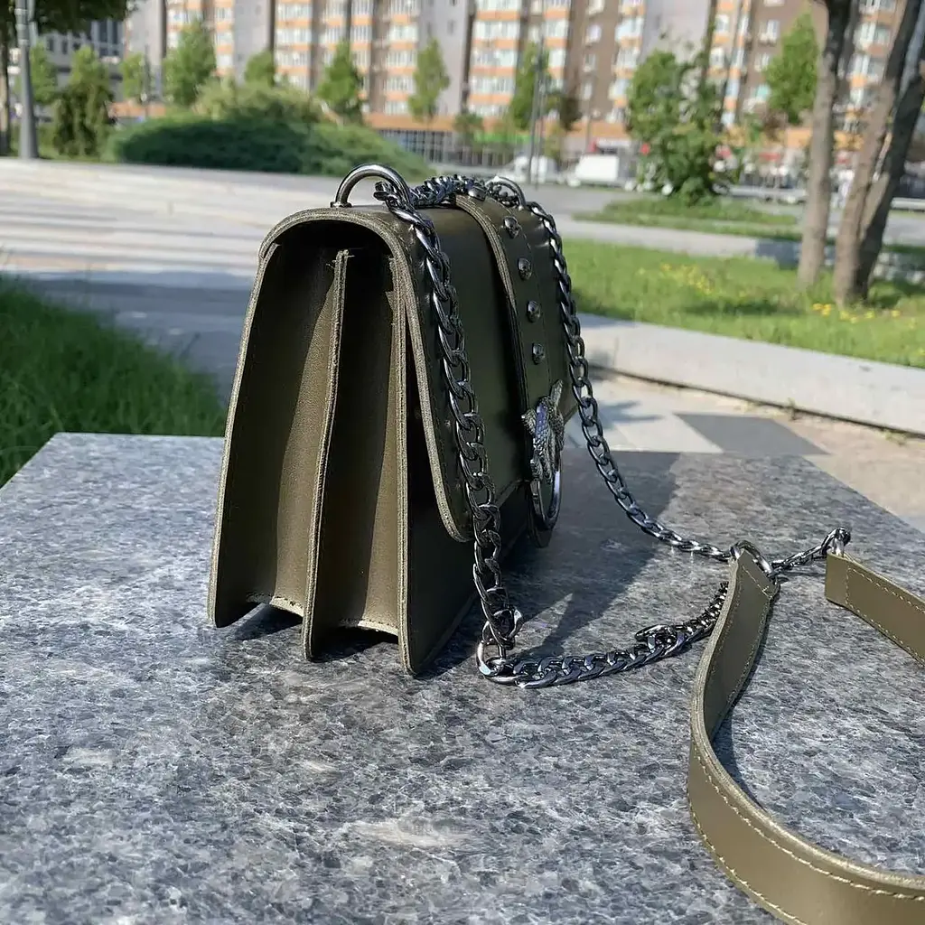 Сумка жіноча маленька через плече крос-боді стильна на ланцюжку Зелена (771) - фото 3