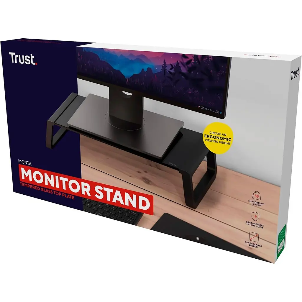 Подставка под монитор Trust Monta Glass Monitor St and Black - фото 3