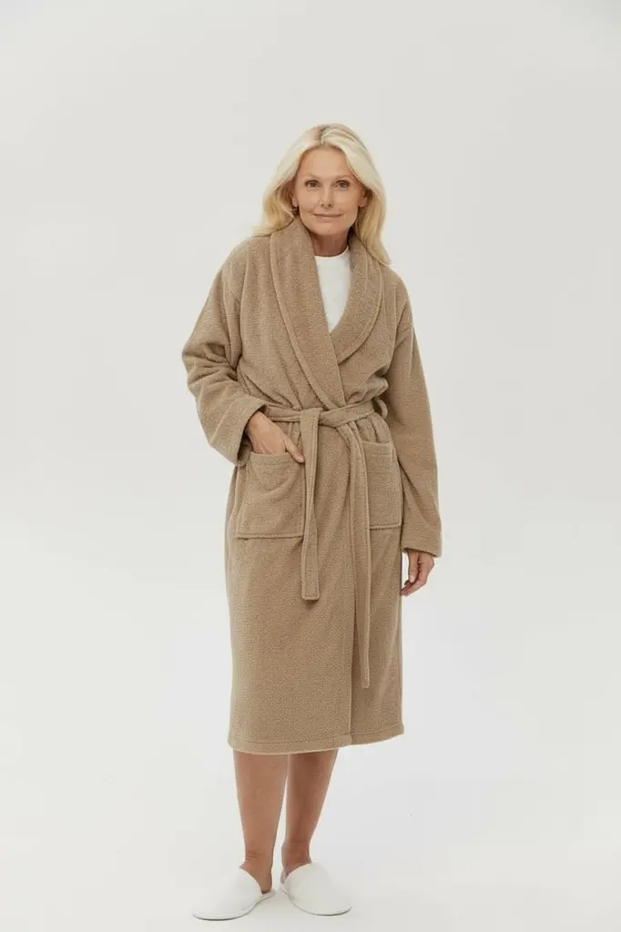 Халат махровый unisex Lotus Home - Basic New Line бежевый 2XL - фото 2
