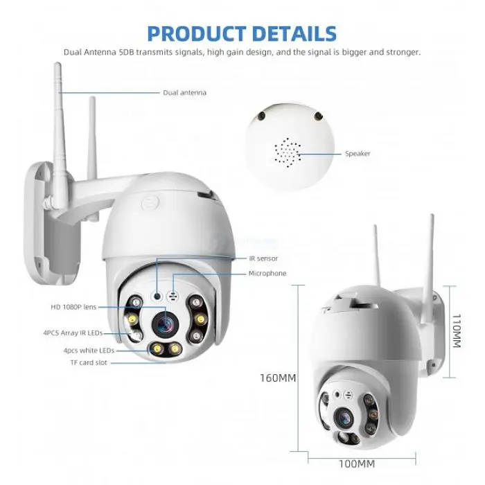 Камера наружная поворотная уличная CAMERA CAD N3 APP WIFI IP 2.0mp белая камера видеонаблюдения - фото 5