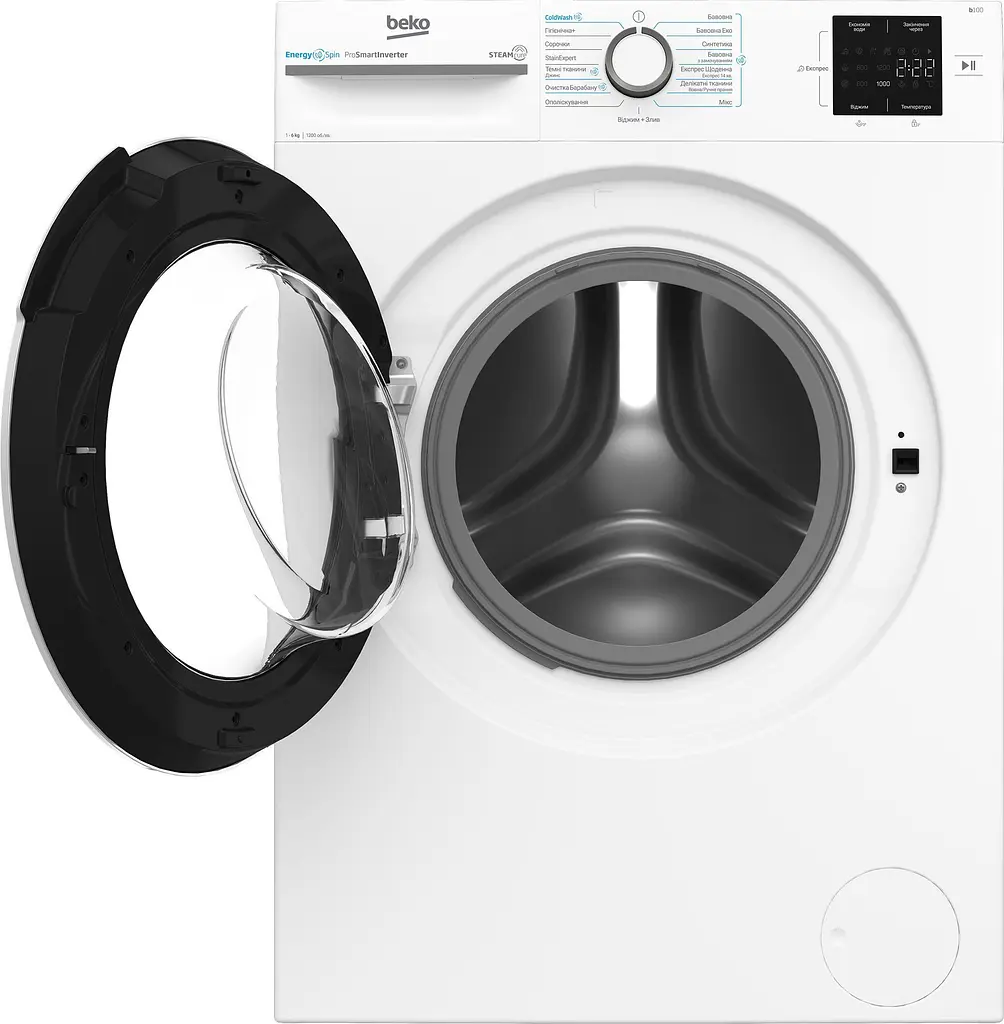 Пральна машина Beko фронтальна, 6кг, 1200, A+++, 45см, дисплей, інвертор, пара, білий (BM1WFSU36243WW) - фото 3