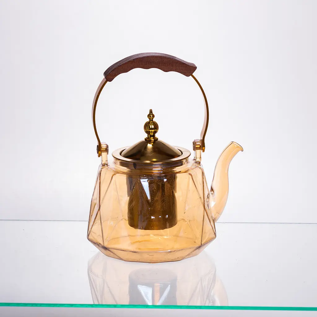 Набор для заваривания чая со стеклянным чайником и 6 чашек Коричневый Yiwu 64486-39 - фото 2