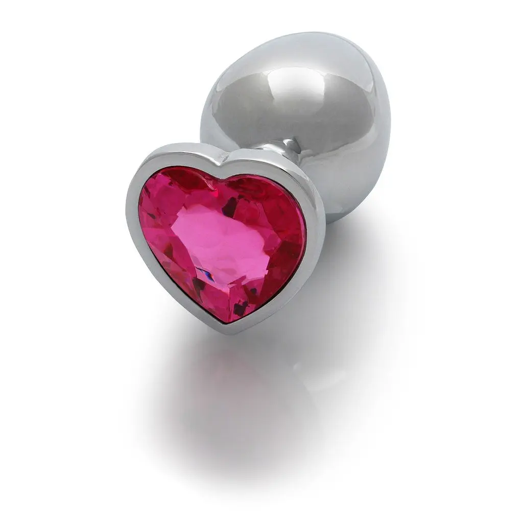 Анальна пробка Ouch! Heart Gem Butt Plug Medium, 8 см (сріблястий) - фото 6