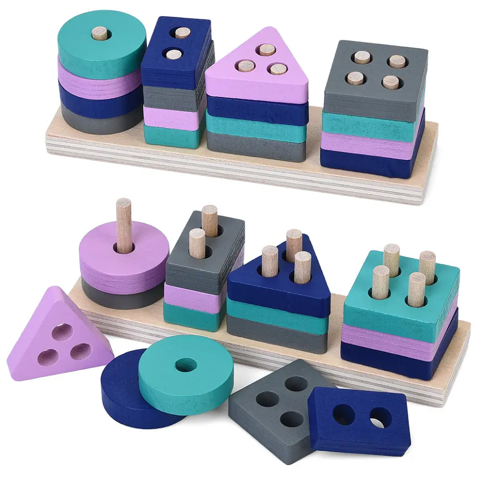 Детская деревянная игрушка-сортер Геометрика MD 0144, 16 деталей, 13х4х3,5 см - фото 2