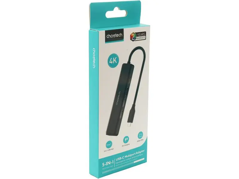 USB-хаб Choetech HUB-M80-BK 5-in-1 Black - фото 2