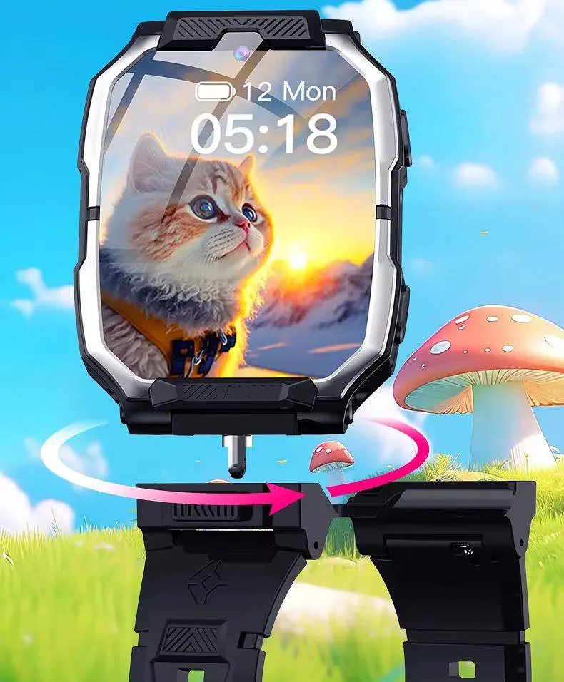 Дитячий смарт годинник Lemfo D34 на Android OS з поворотно-знімним корпусом, GPS трекером, 4G SIM-картою, відеодзвінками, 16GB пам’яті, TikTok, YouTube, Instagram, WhatsApp, прослушкою та SOS Чорний - фото 7