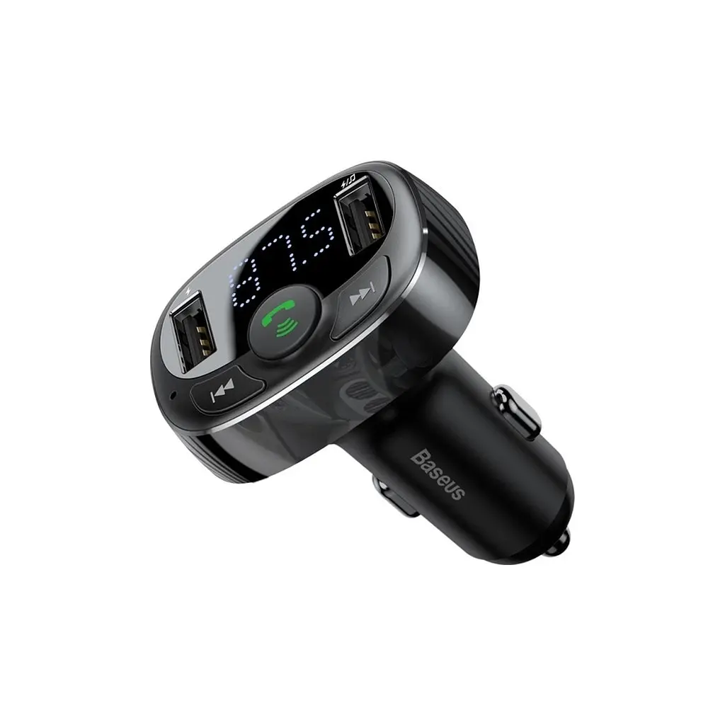 FM модулятор Baseus T Shaped S-09A 2 х USB Type-A, microSD Black (CCMT000001) - фото 2