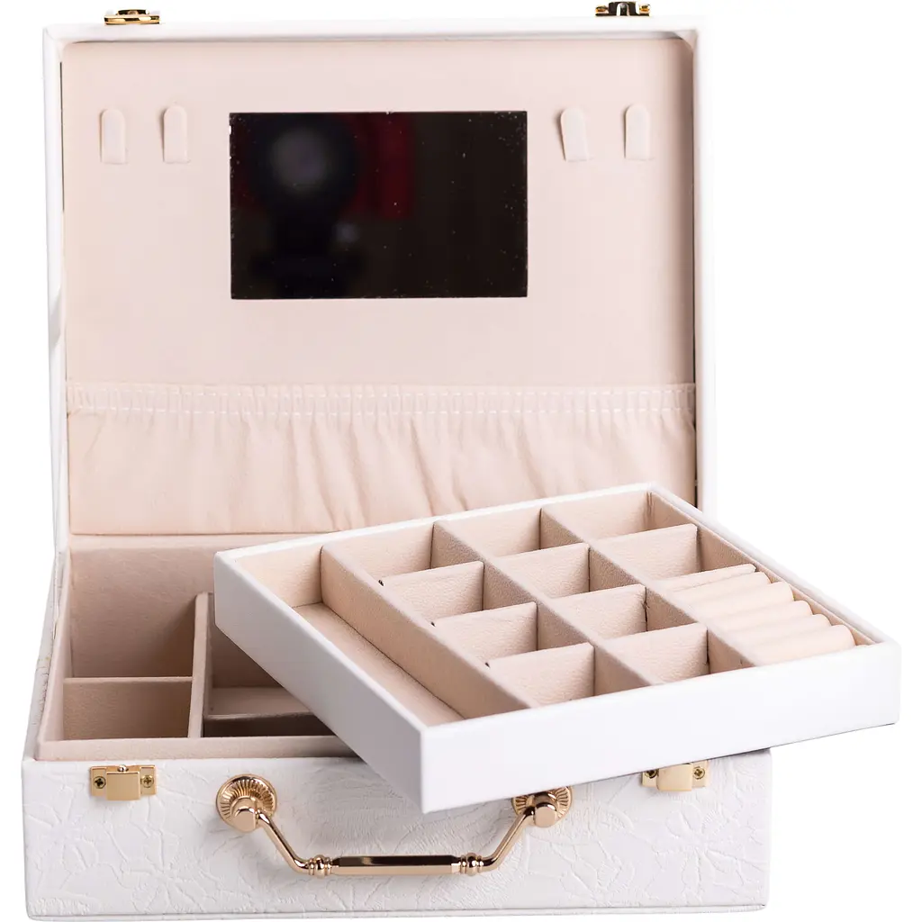 Кейс-органайзер для прикрас Yiwu з накидними замками 24x18.5x8.5 см білий HP-5-15W - фото 3