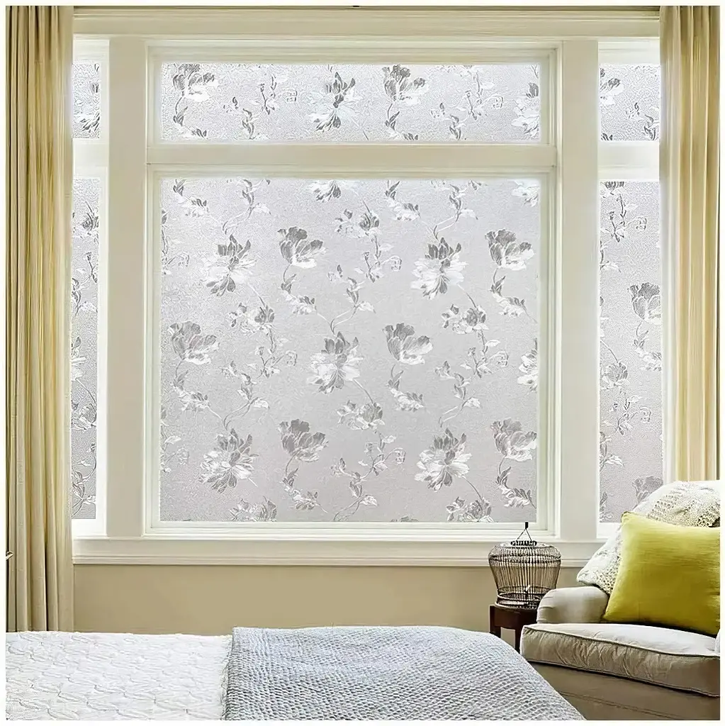 Плівка самоклеюча Hibiscus PVC 200×60 см, декоративна, для скла. з малюнком квіти - фото 3
