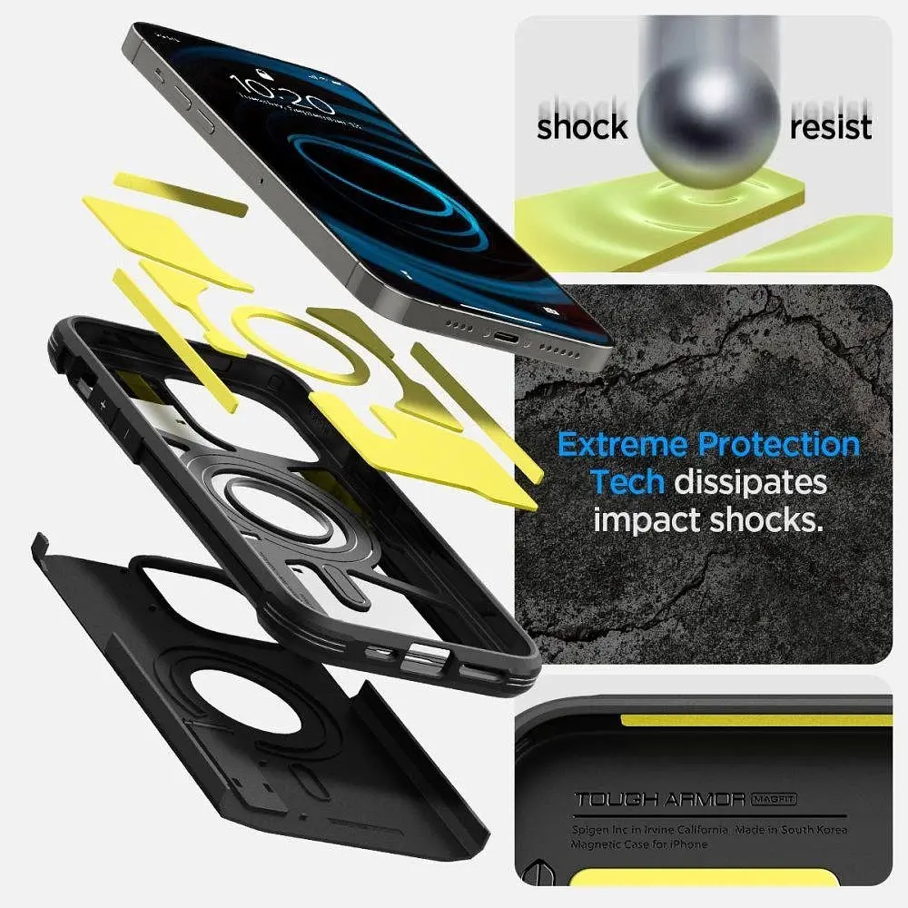 Оригінальний протиударний чохол Spigen Tough Armor MagSafe для Iphone 14 Pro (6.1") Black ACS04985 - фото 3