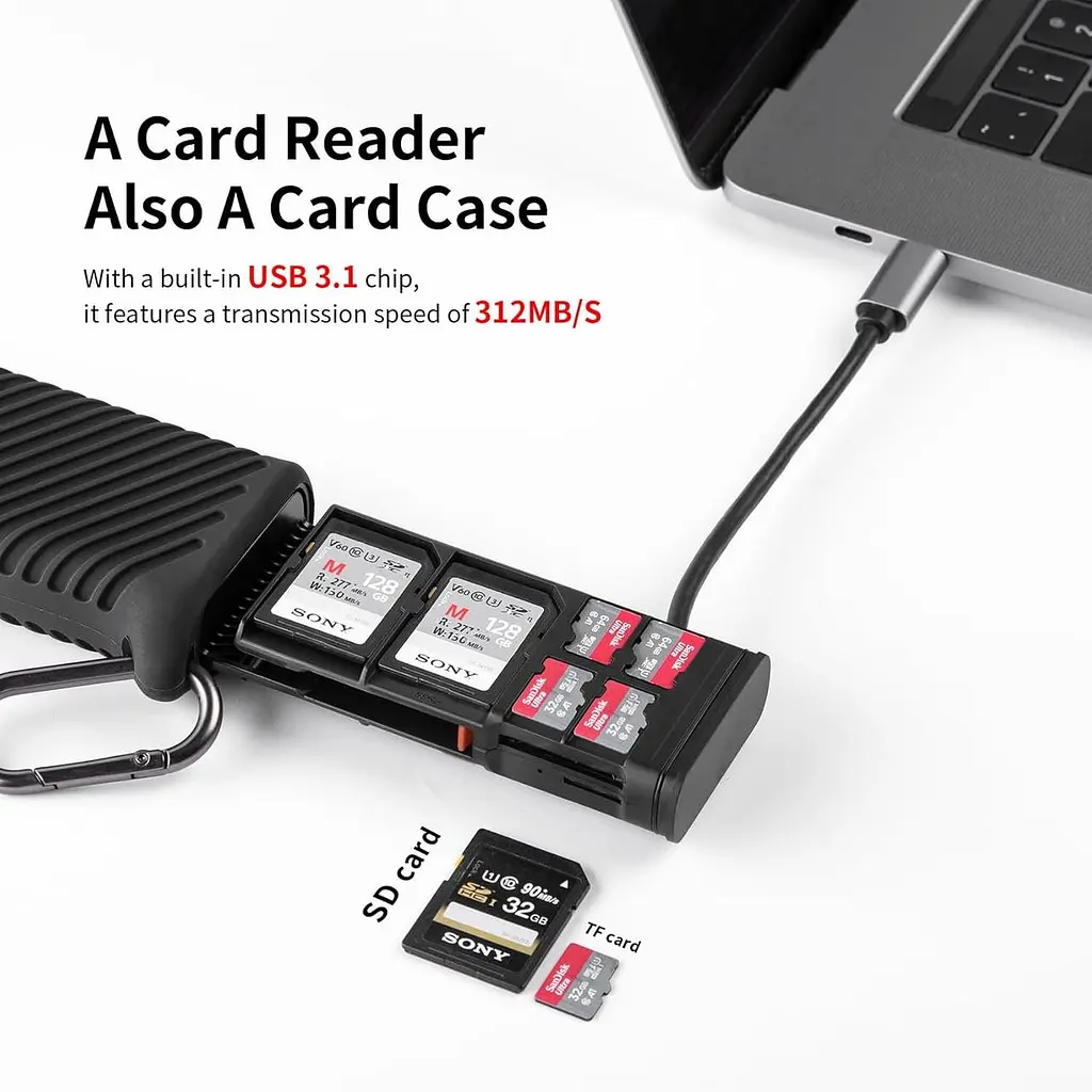 PGYTECH CreateMate Високошвидкісний зчитувач карток пам'яті Type-C USB 3.1 SD/Micro SD Card Reader для професійних фотографів - фото 6