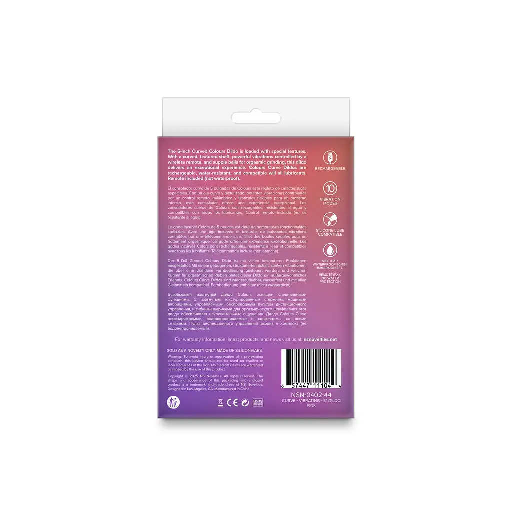 Ділдо з вібрацією NS Novelties Colours Curve Vibrating 5 Dildo - фото 4