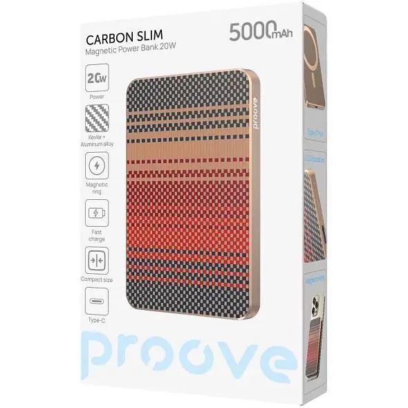 Зовнішній акумулятор Proove Carbon Slim 5000mAh 20W Glowrise (PBCS20010052) [158556] - фото 5