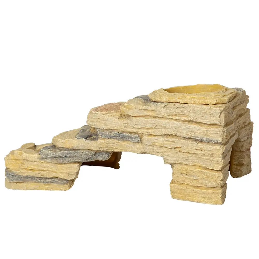 Печера Repti-Zoo Leopard Gecko Rock Set 27x16,5x13см (ERS42) з укриттям, мисками і платформою для рептилій - фото 4