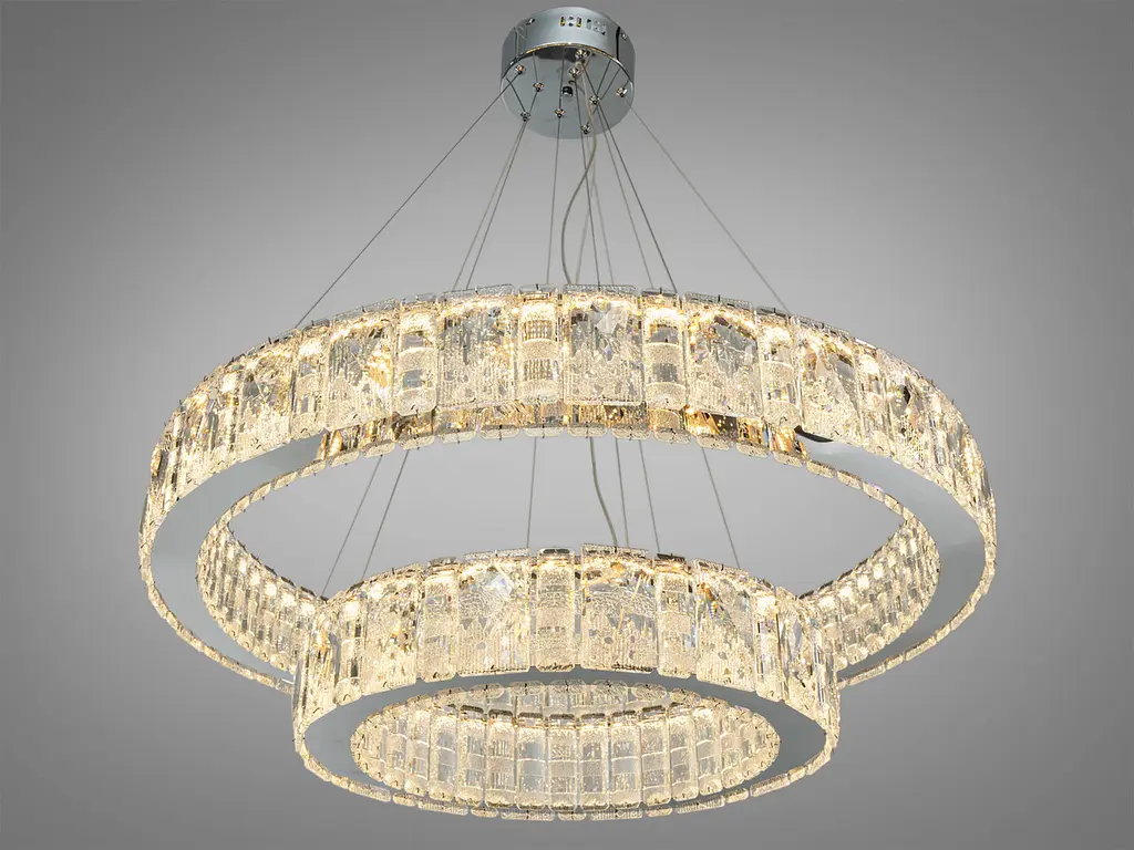 Підвісна LED люстра Diasha 585/800+500HR хром 135 Вт пульт 23 м2 - фото 4