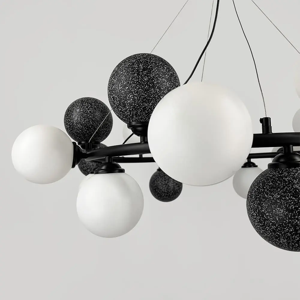 Кольцевая люстра HOLLY L с 21 черно-белыми плафонами на 12 ламп Ø 90 см | Line F | Ст. 1035/21 BK - фото 2