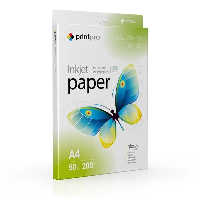 Фотопапір PrintPro глянсовий 200г/м2 A4 50арк (PGE200050A4)