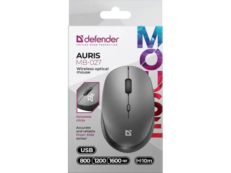 Миша Defender Auris MB-027 Grey (52029) - фото 6