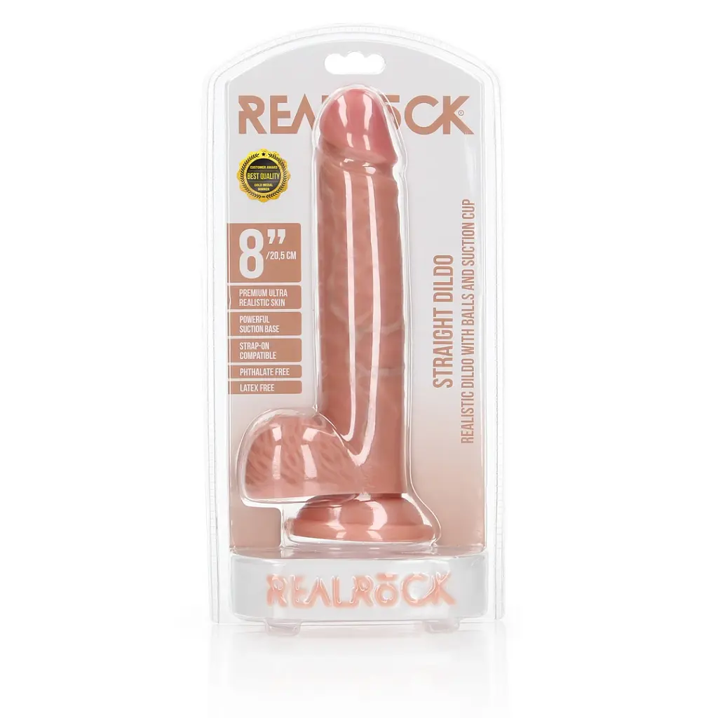 Фалоімітатор RealRock Straight 8" 20,5 см (тілесний) - фото 13