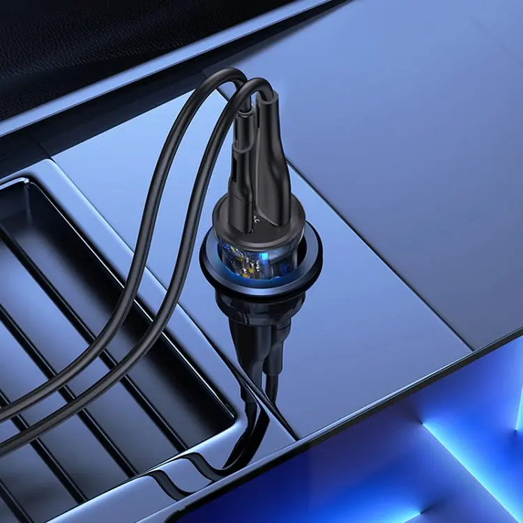 Автомобільний зарядний пристрій Usams 30W роз’єми Type-C та USB Синій (6958444901411) - фото 2