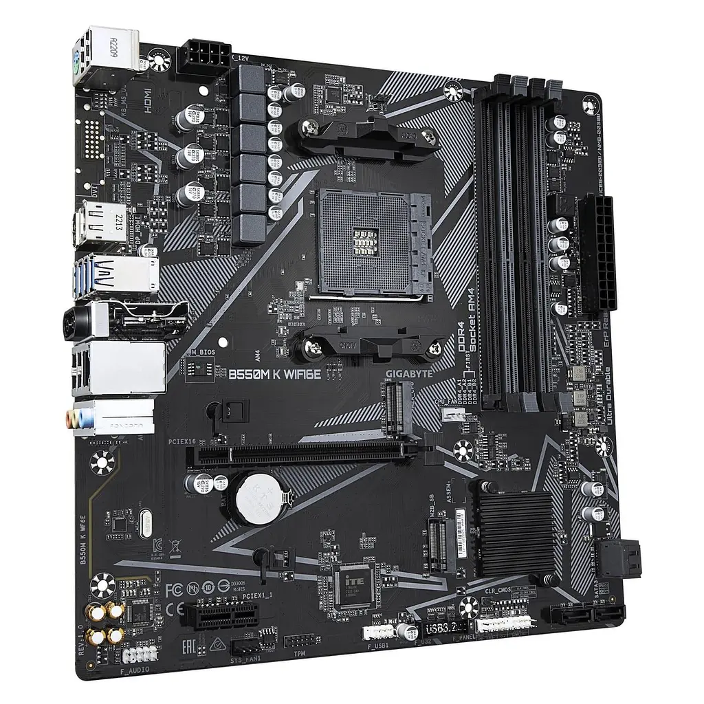 Материнська плата GIGABYTE B550M K WIFI6E (B550M K WIFI6E) (Socket AM4, AMD B550, Micro-ATX) - фото 2