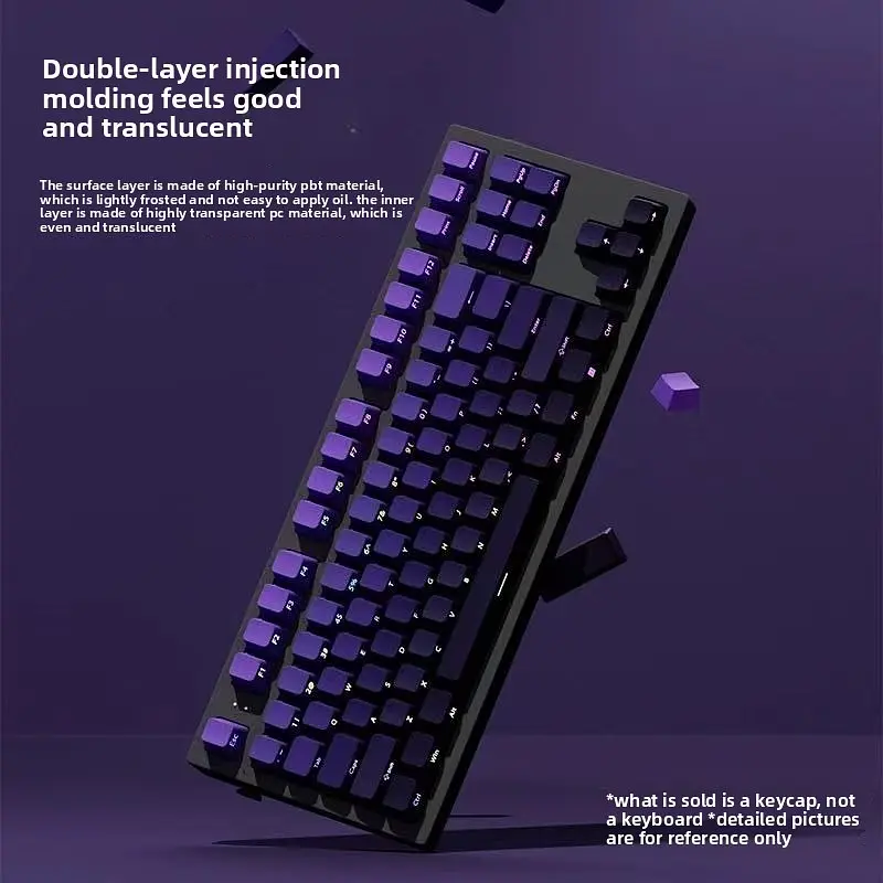 Набір кейкапів PBT Purple Gradient (130+) / Side-engraved / фіолетовий OEM-комплект для ANSI / ISO клавіатур - фото 4