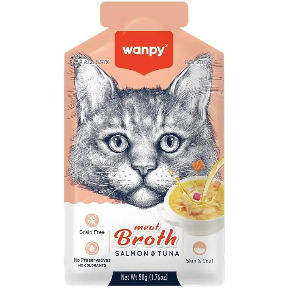 Вологий корм для котів Wanpy Meat Broths Salmon & Tuna суп-бульйон із лососем та тунцем 50 г