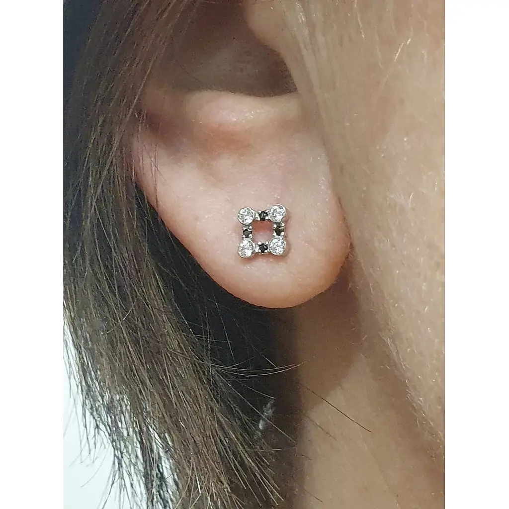 Срібні пуссети Vegas з фіанітами. 20223Р ЧМ - фото 2