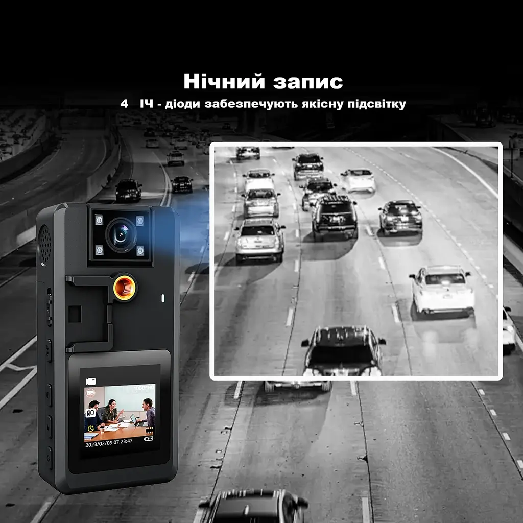 Нагрудна боді-камера Boblov A53 з дисплеєм 1.54 дюйма нічний запис датчик руху акумулятор 2130 мА·год - фото 5