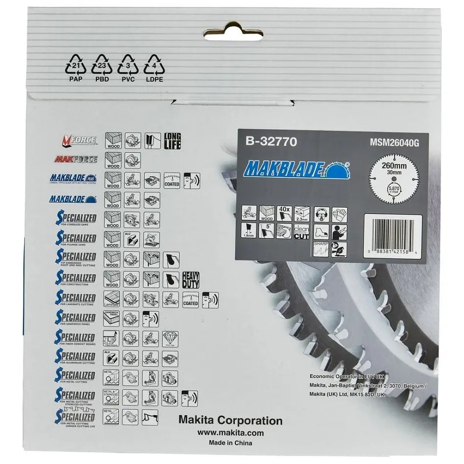 Диск пиляльний по деревині 260х30 мм 40T Makita MakBlade B-32770 - фото 5