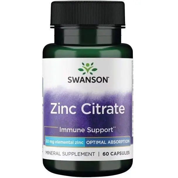 Цитрат цинку Swanson Zinc Citrate 50 mg, 60 капсул для підтримки зору та імунітету - фото 1