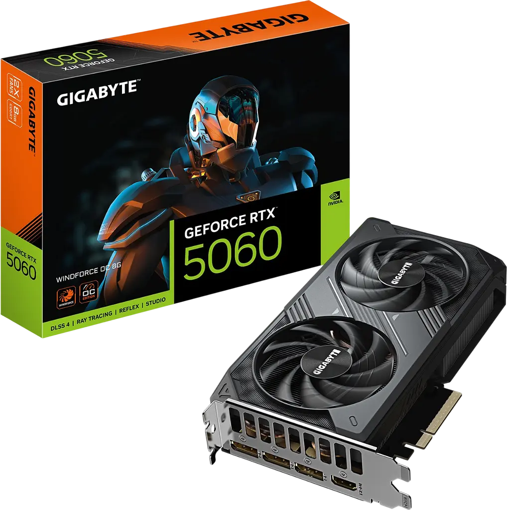 Видеокарта GeForce RTX 5060 8GB Gigabyte WINDFORCE OC (GV-N5060WF2OC-8GD) - фото 1
