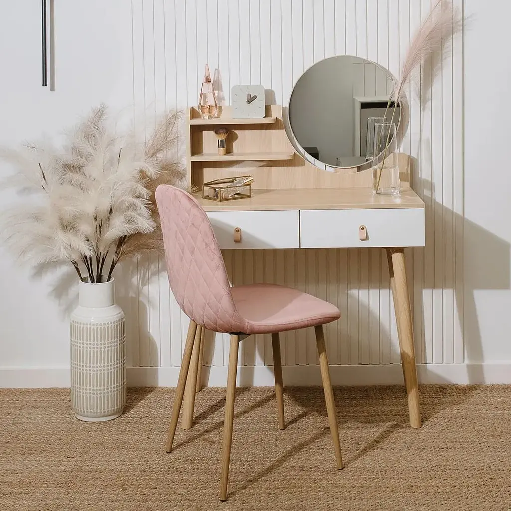 Туалетний столик Jumi Scandi з шухлядами шкіряні ручки світлий бук - фото 6