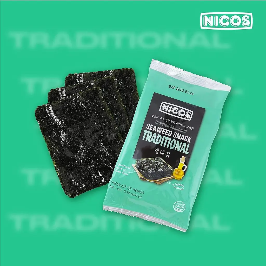 Чіпси з морських водоростей Nicos Seaweed Snack Traditional Flavor 4г - фото 3