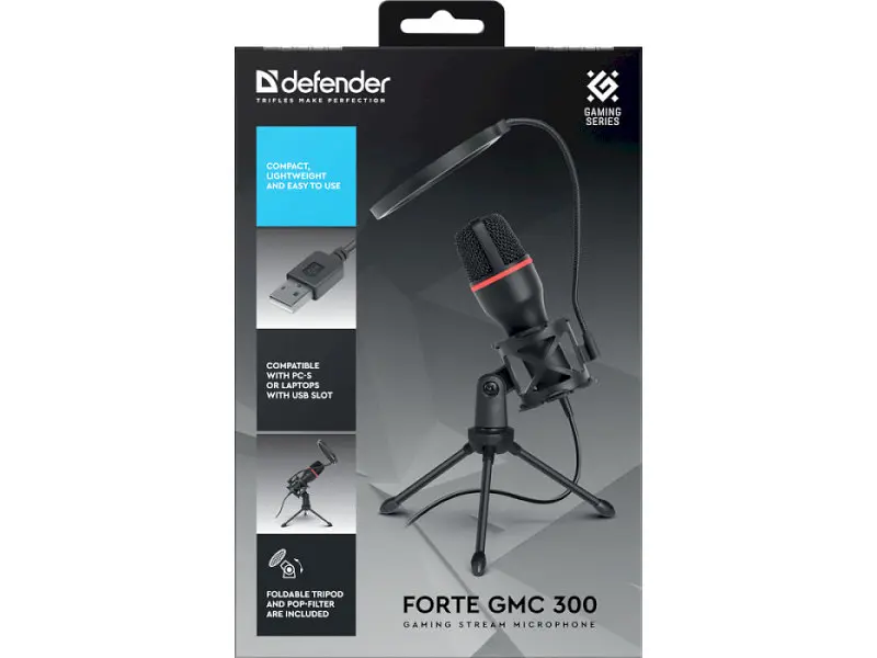 Мікрофон для ПК/ для стрімінгу, подкастів Defender Forte GMC 300 USB (64631) - фото 8