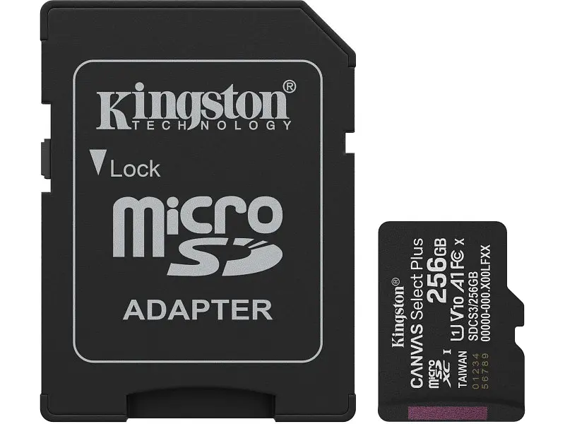 Карта пам'яті Kingston Canvas Select Plus Gen3 microSDXC + SD-Adapter 256 GB (SDCS3/256GB)