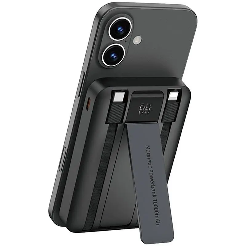Портативний ЗП Power Bank Wiwu Wi-P061 22.5W+PD20W з БЗП+iWatch with cable 10000 mAh Black - фото 2