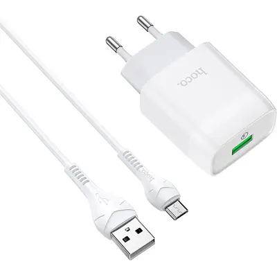 Зарядний пристрій HOCO C72Q Glorious USB QC3.0 + cable USB to Micro 5P 18W White (6931474732538) - фото 5