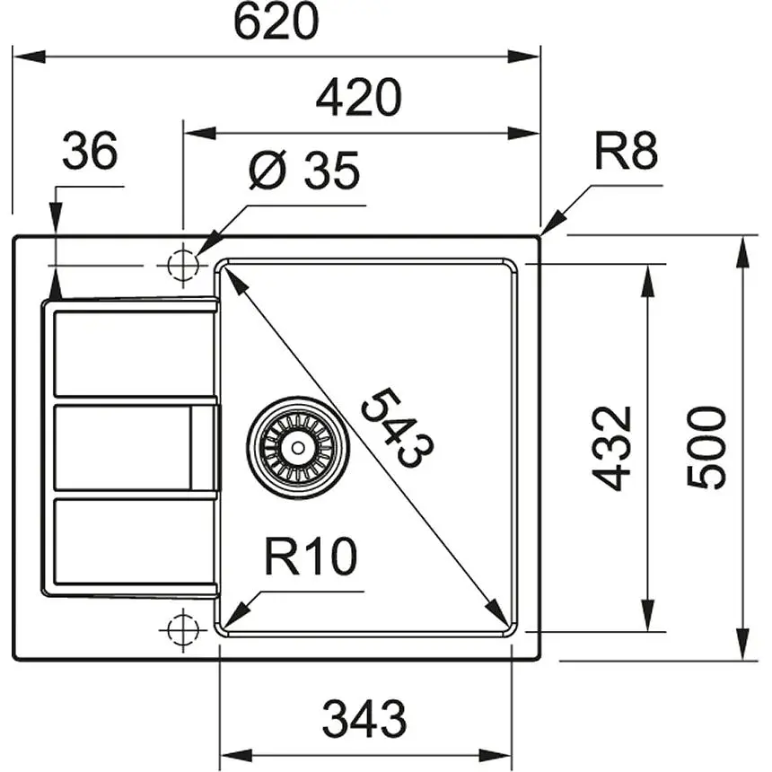 Кухонная мойка Franke Sirius 2.0 S2D 611-62/143.0627.383/тектонайт/620х500х200/врезная/серый - фото 2