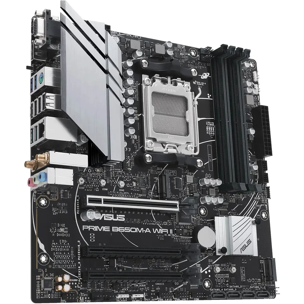 Материнская плата Asus Prime B650M-A WIFI II sAM5 B650 4xDDR5 M.2 D-Sub HDMI DP WiFi BT mATX - фото 4