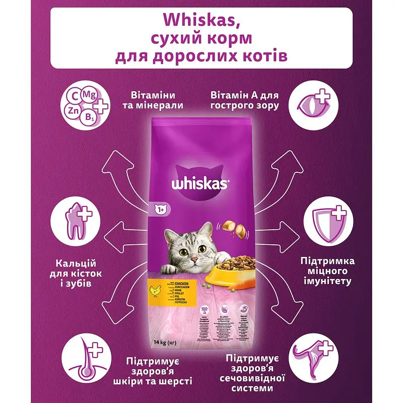 Сухий корм для котів Whiskas, з куркою, 14 кг - фото 4