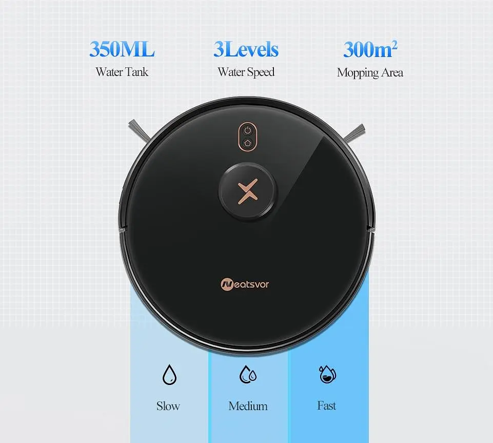 Робот пилосос Neatsvor X600 Pro з Wi-Fi та лазерною побудовою карти приміщень (Чорний) - фото 3