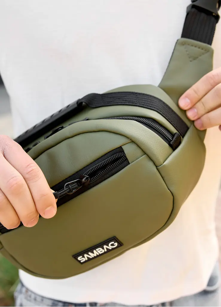 Сумка через плече бананка Sambag Flex хакі 30 × 17 × 10 см (85351019m) - фото 3