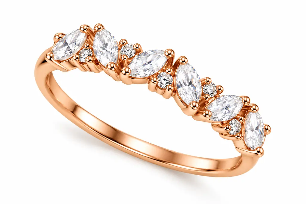 Жіноча золота каблучка Jewellery Continent з фіанітами огранювання "маркіз" 15 (К-0931) - фото 2