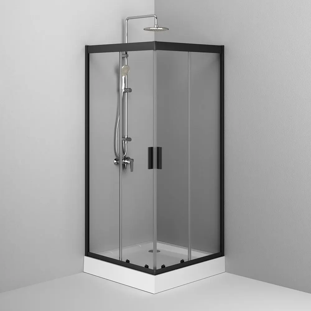 Душова кабіна Am.Pm Gem Square Slide 90x90 см без піддону black W90UG-403-090BT, Чорний, прозорий, чорний - фото 3