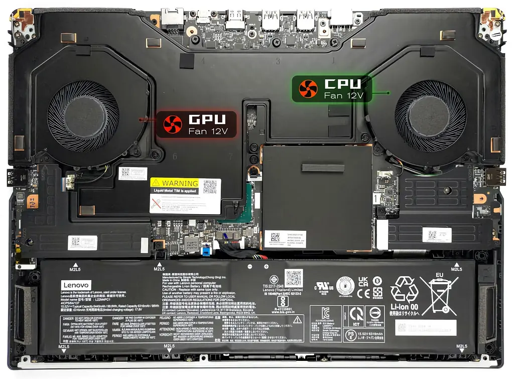 Вентилятор Lenovo кулер (CPU Fan 12V) для моделей ноутбука Legion Pro 7 16IRX8H (82WQ), Pro 7 16ARX8H (82WS) (DFSCL12E06486P) - фото 4