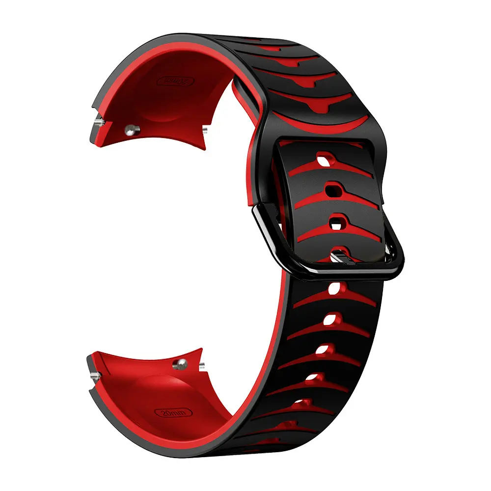 Ремешок для Samsung Galaxy Watch 6 - черно-красный ширина крепления 20мм силикон Watchbands Scales (W17-9WB39441173) - фото 3